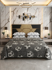 Football charcoal Cotton Printed Double Bedsheets