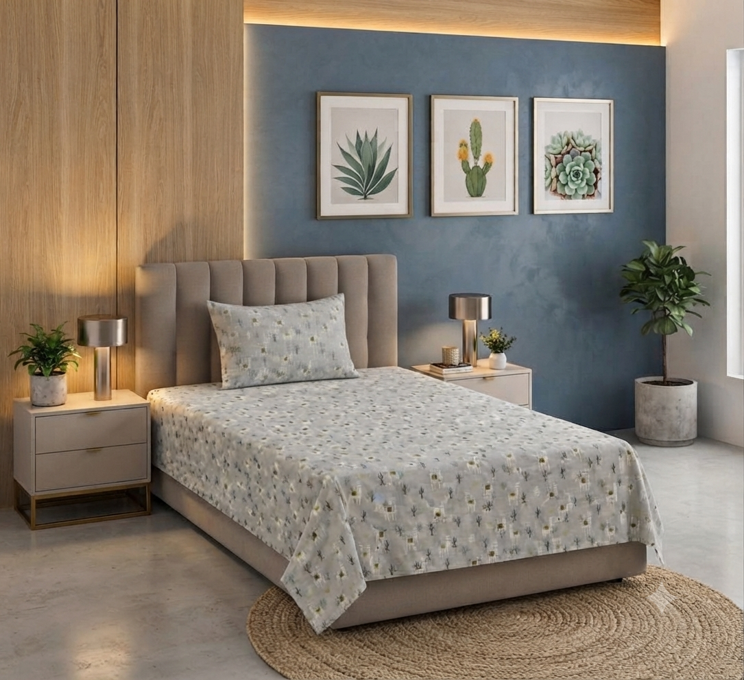 Llama Desert Trek Cotton Single Bedsheets