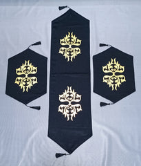 Elaftex 3 Pc Table Runner Set Black