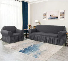 RUFFELED TURKISH SOFA COVERS  Grey Color