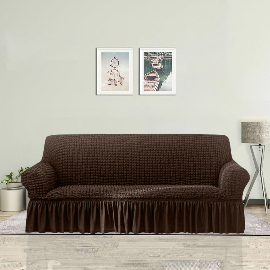 RUFFELED TURKISH SOFA COVERS  brown  Color