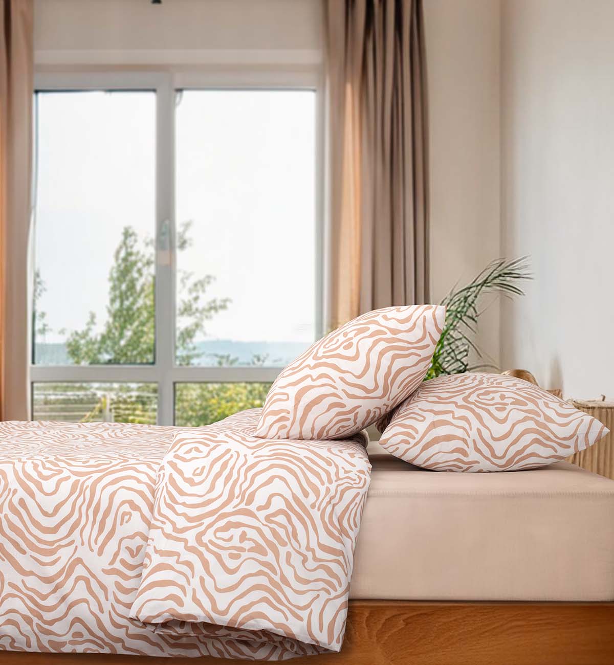 Elemental Melanie Beige Cotton Bedsheets