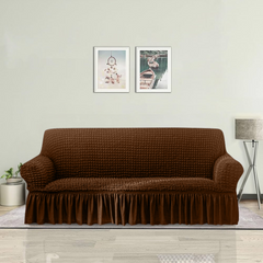 RUFFELED TURKISH SOFA COVERS  COFFE Color