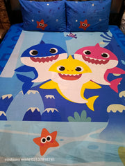 Baby Shark Cartoon Double Bed Sheet DS # 150