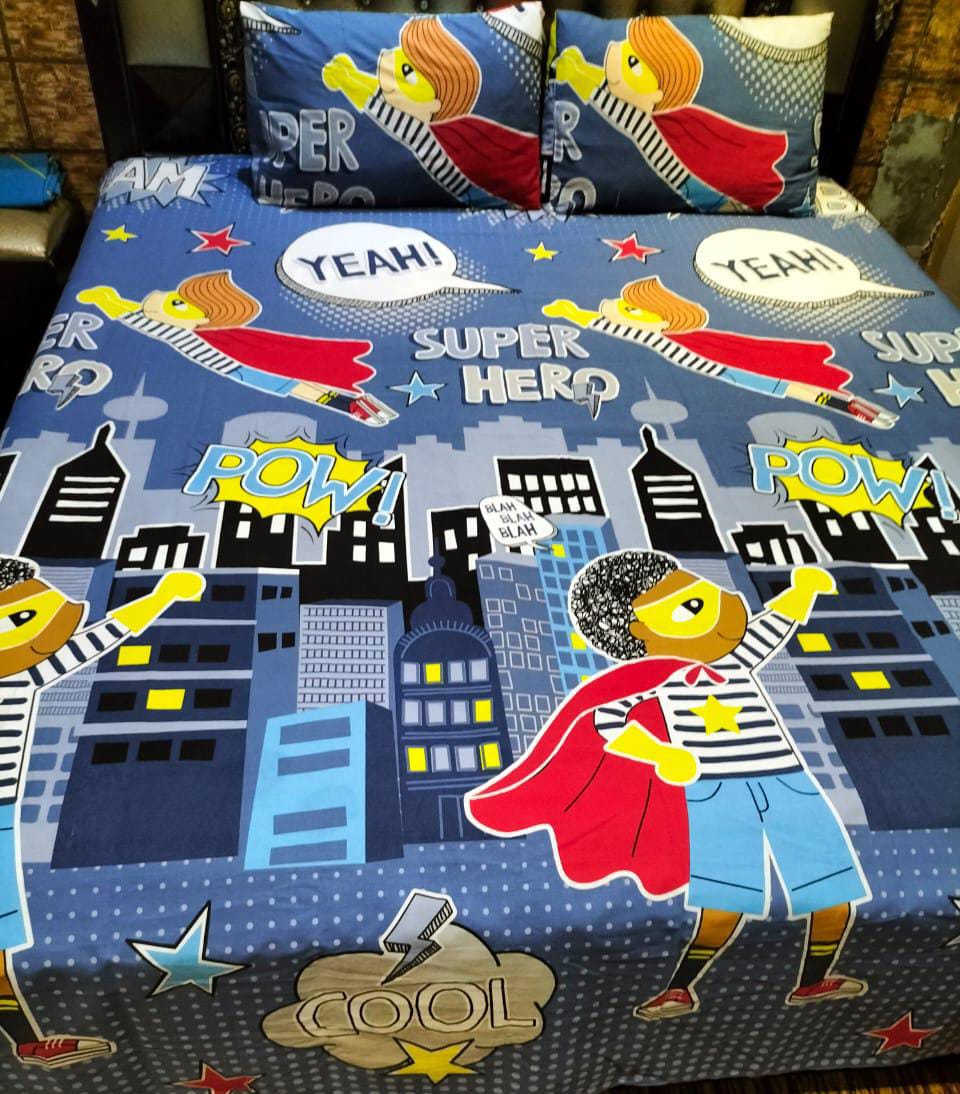 Super Hero Glow in the Dark  Double Bed Sheet DS # 129