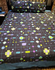 Black Glow Kids Double Bed Sheet DS # 134