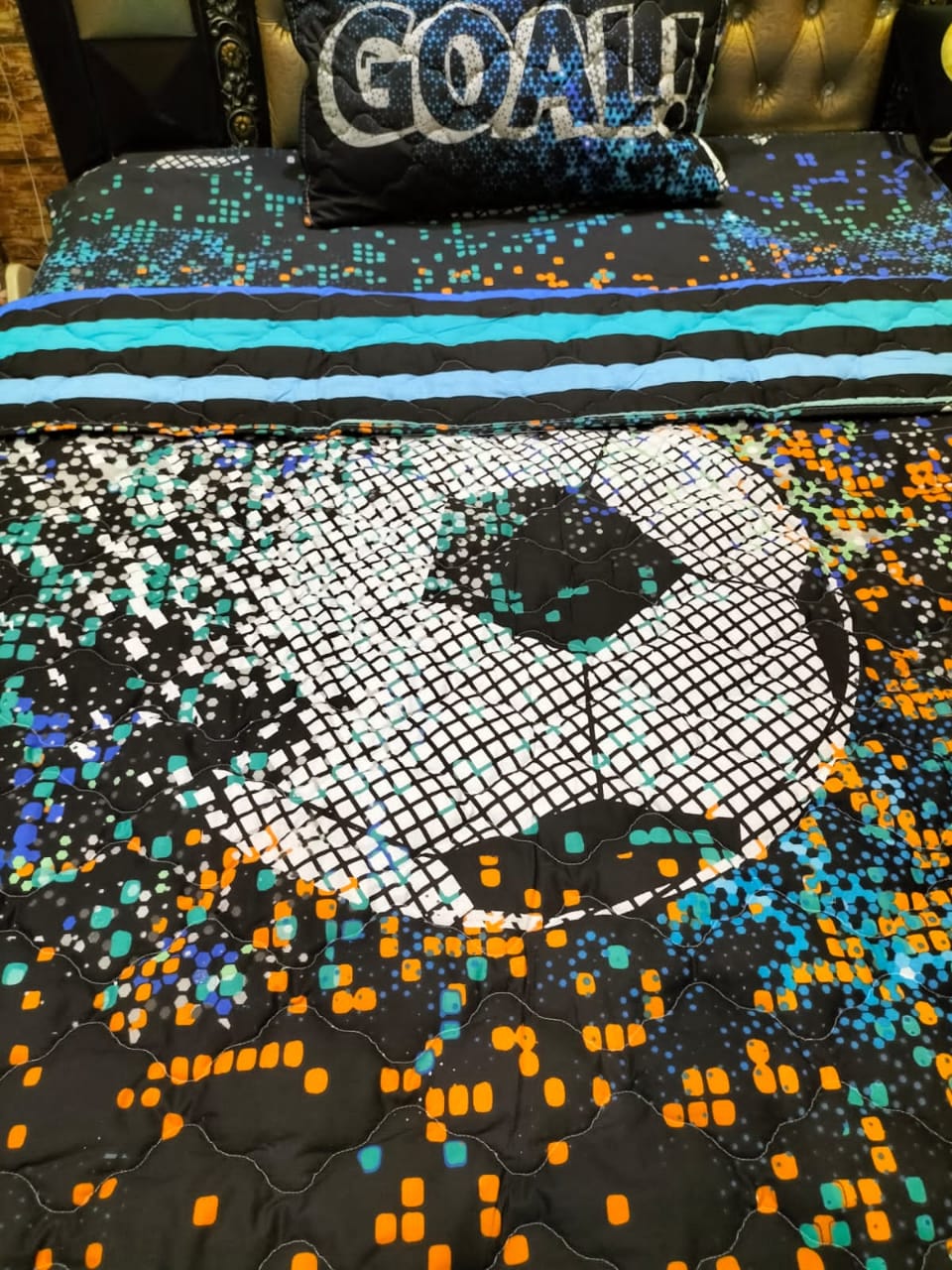Black Pixel Football comforter