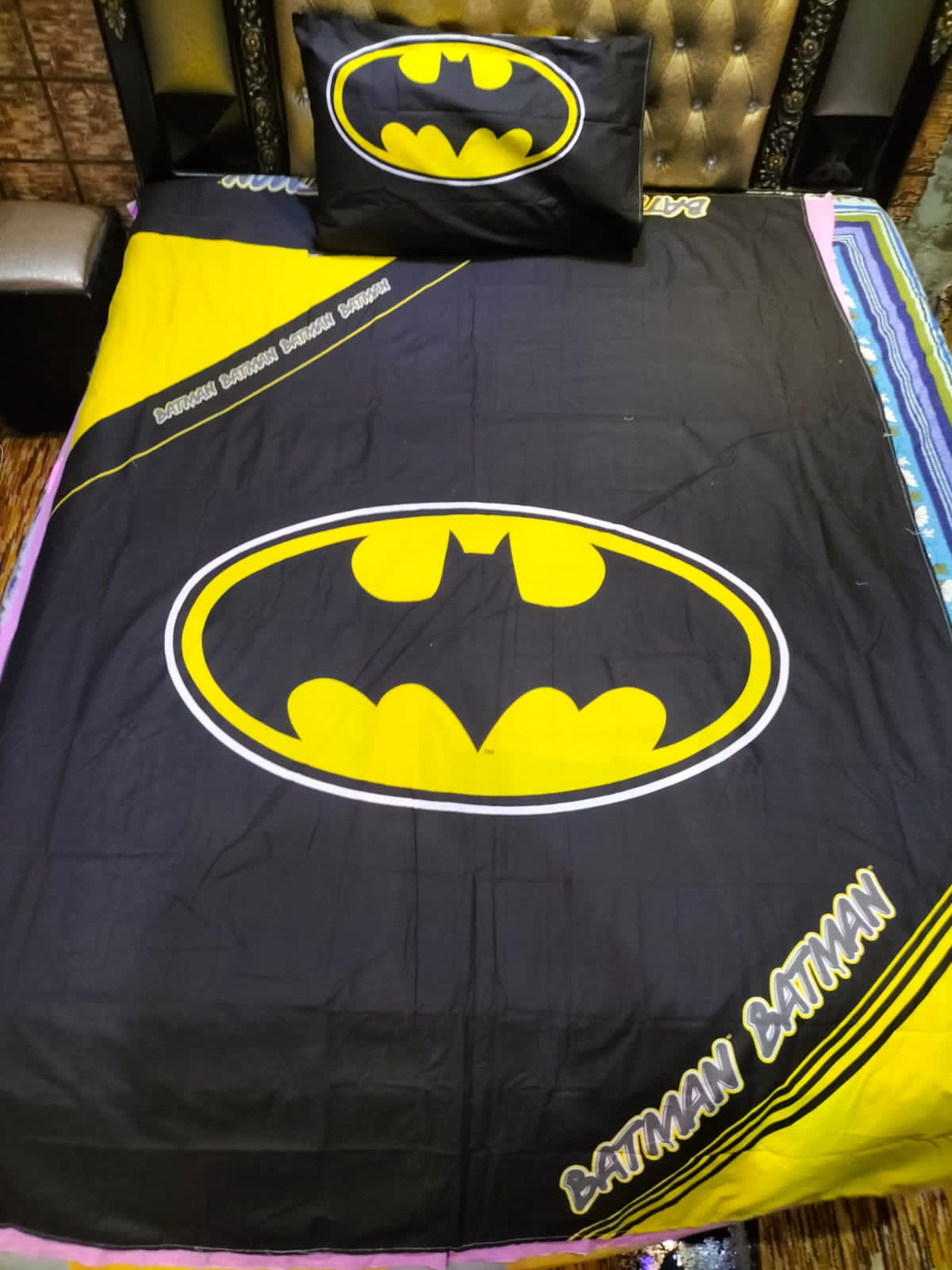 BatMan Black Logo Cotton Bedsheet