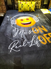 Music on Real Life Off Cotton Bedsheet