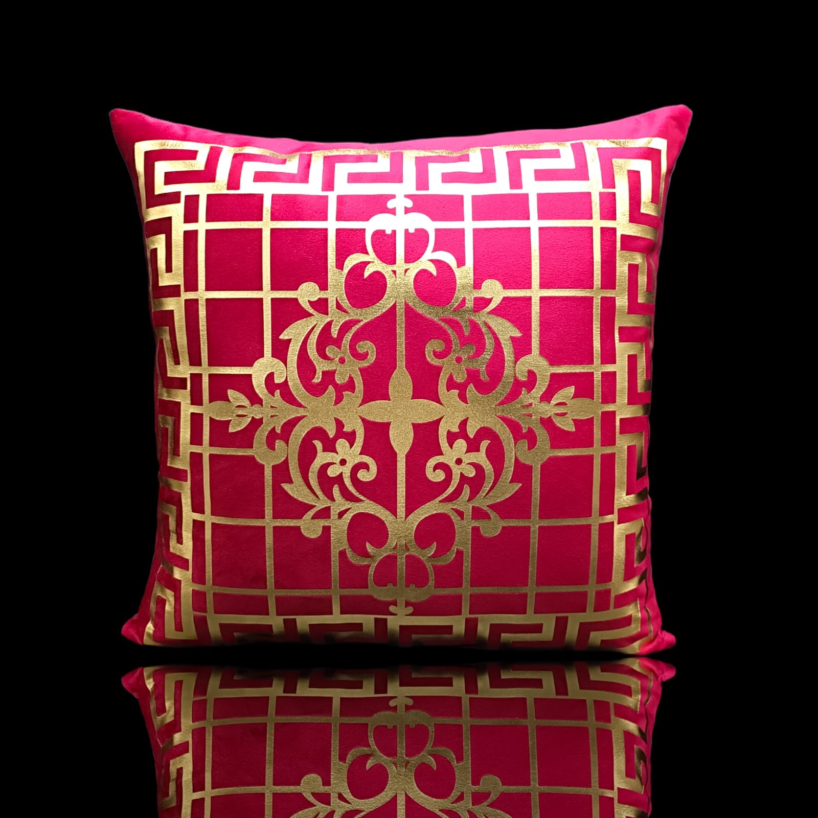 Maroon Golden Foil Cushions Covers