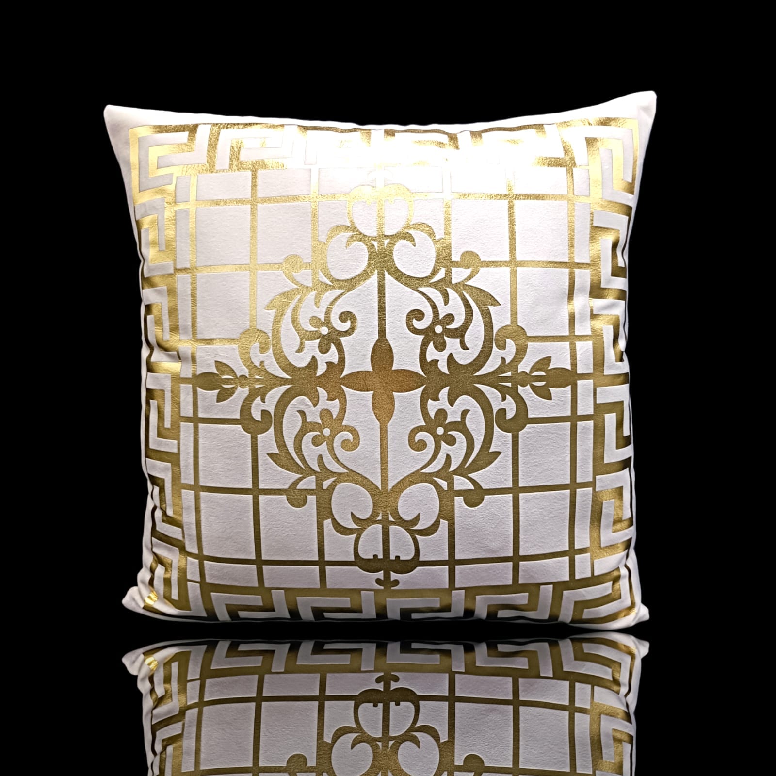 Golden Foil Cushions Covers Off White