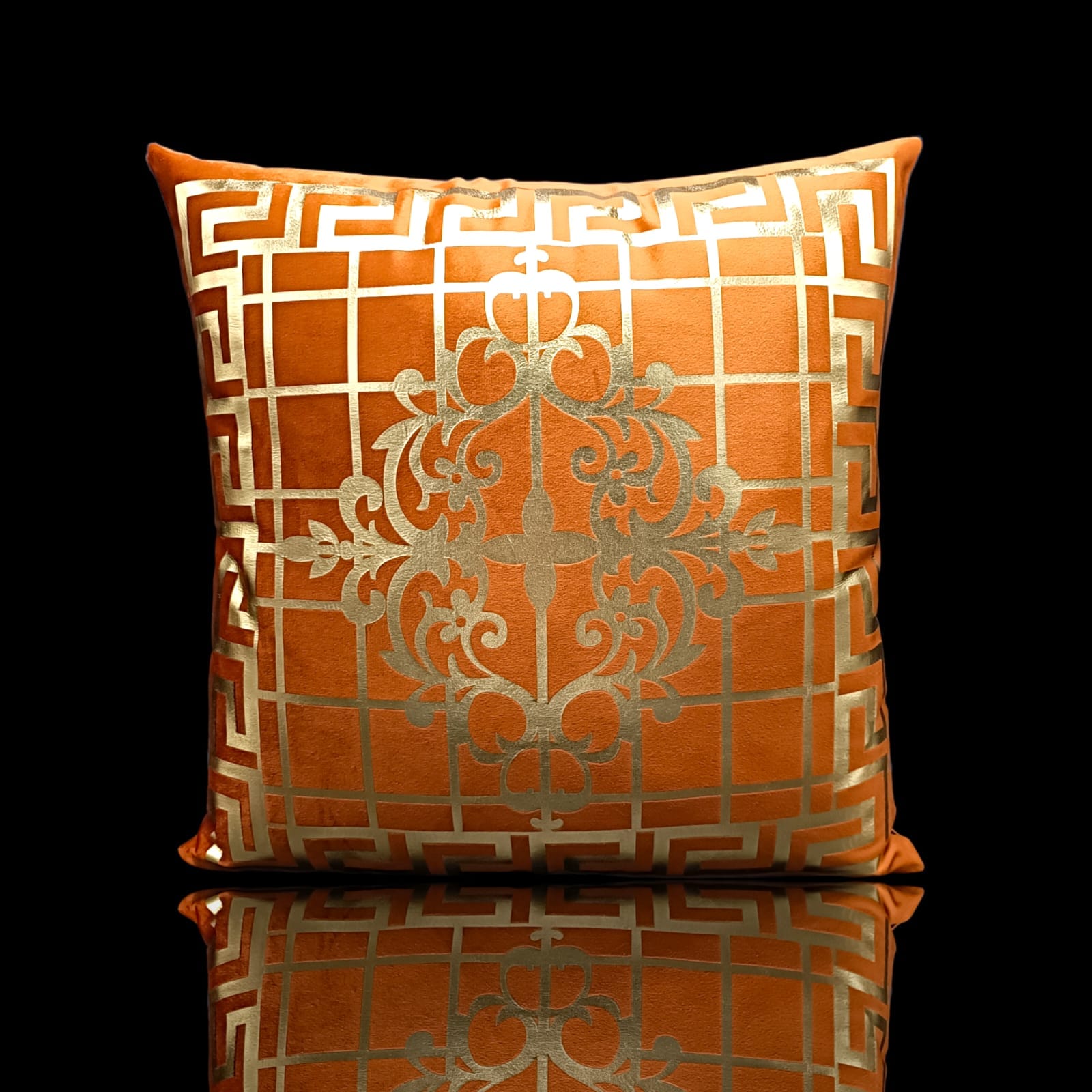 Golden Foil Cushions Covers Copper Brown