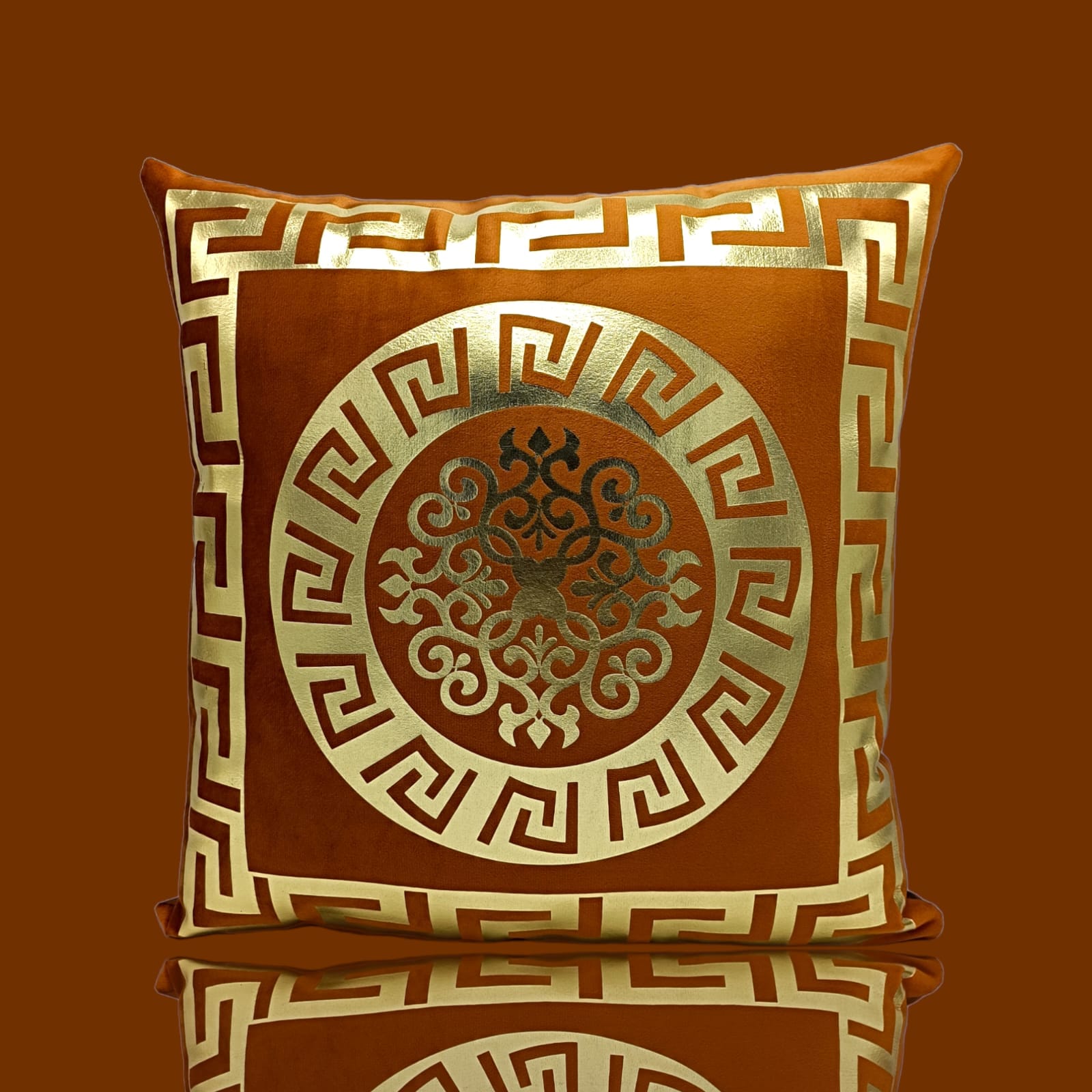 Golden Foil Cushions Covers Copper Brown