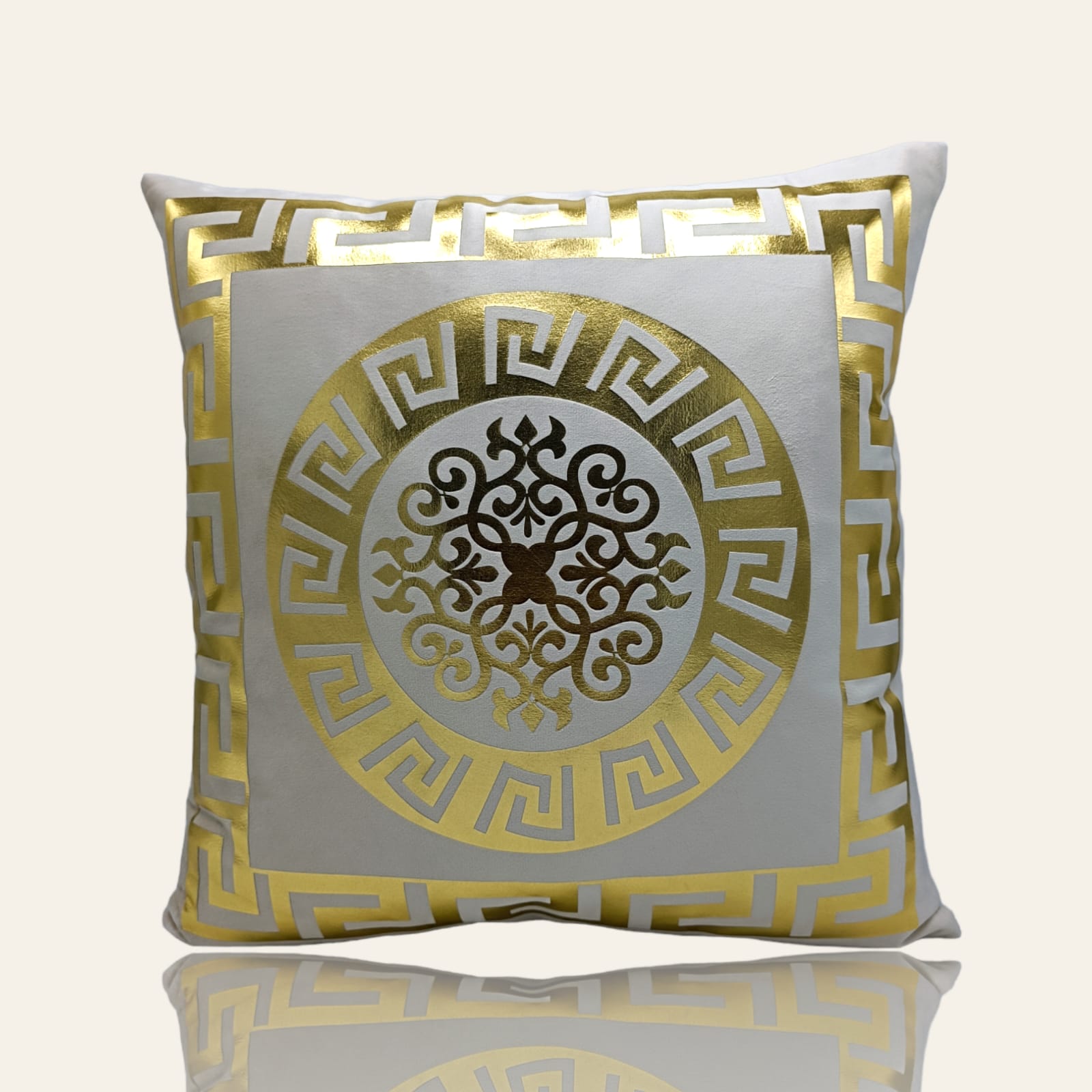 Golden Foil Cushions Covers Off White