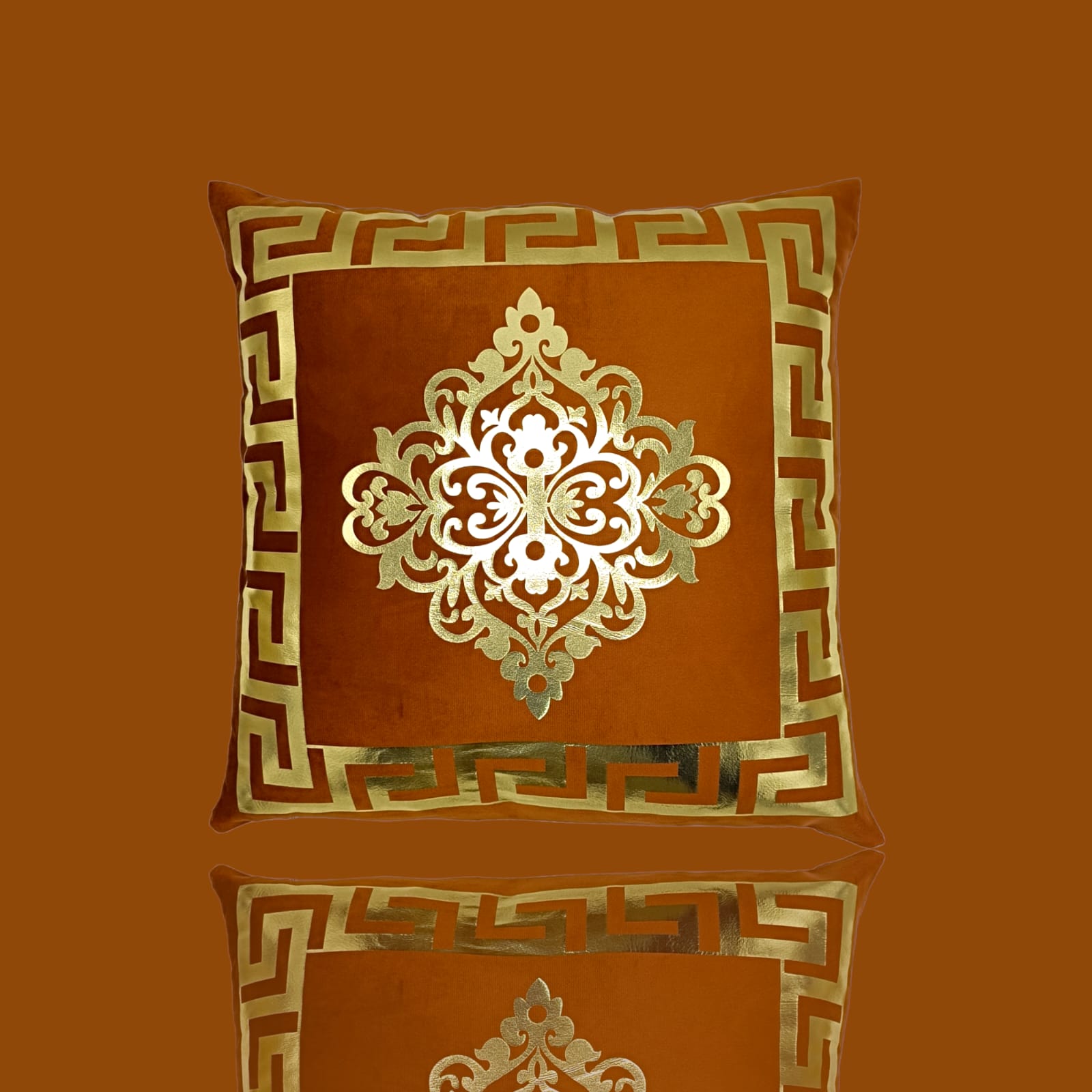 Golden Foil Cushions Covers Copper Brown