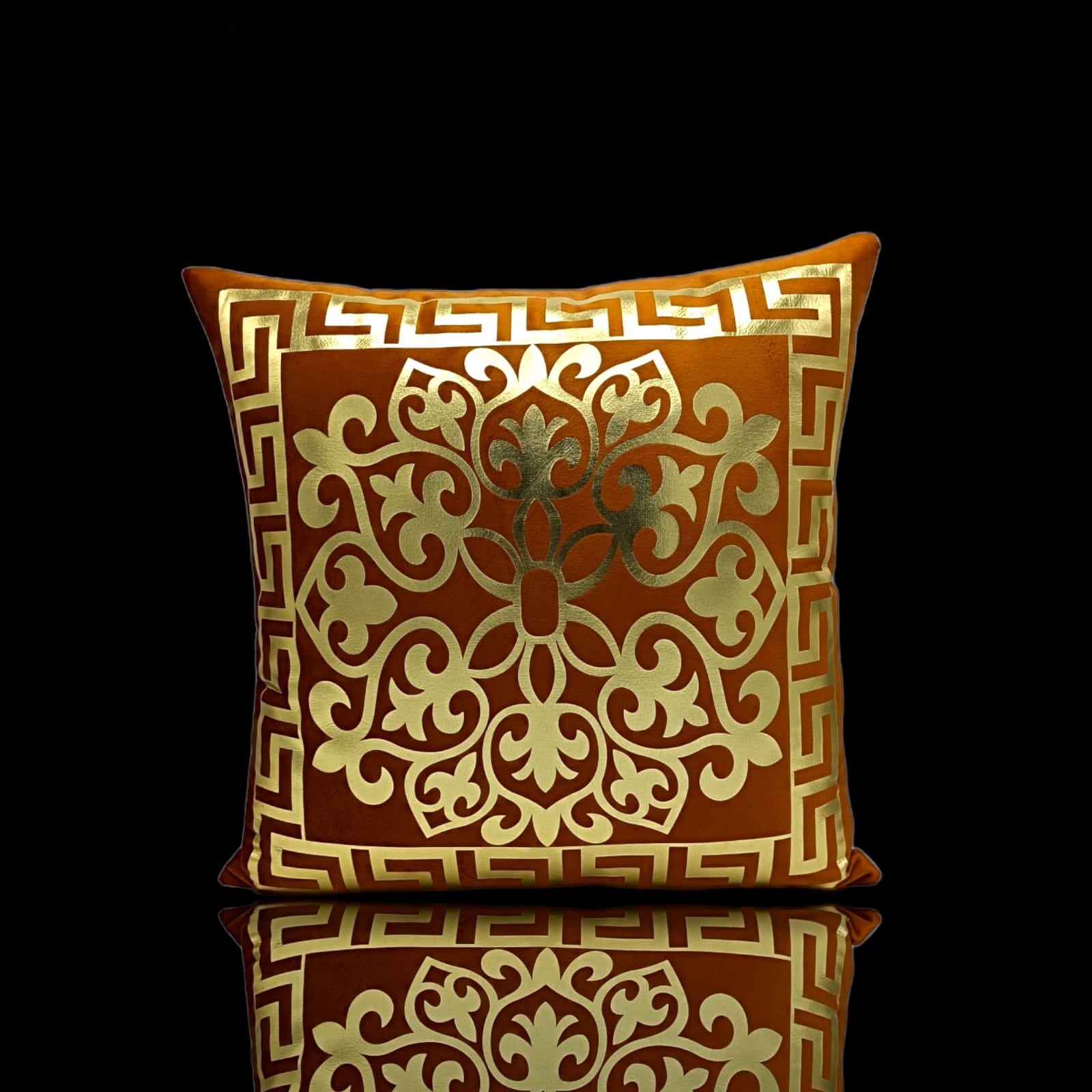 Golden Foil Cushions Covers Copper Brown