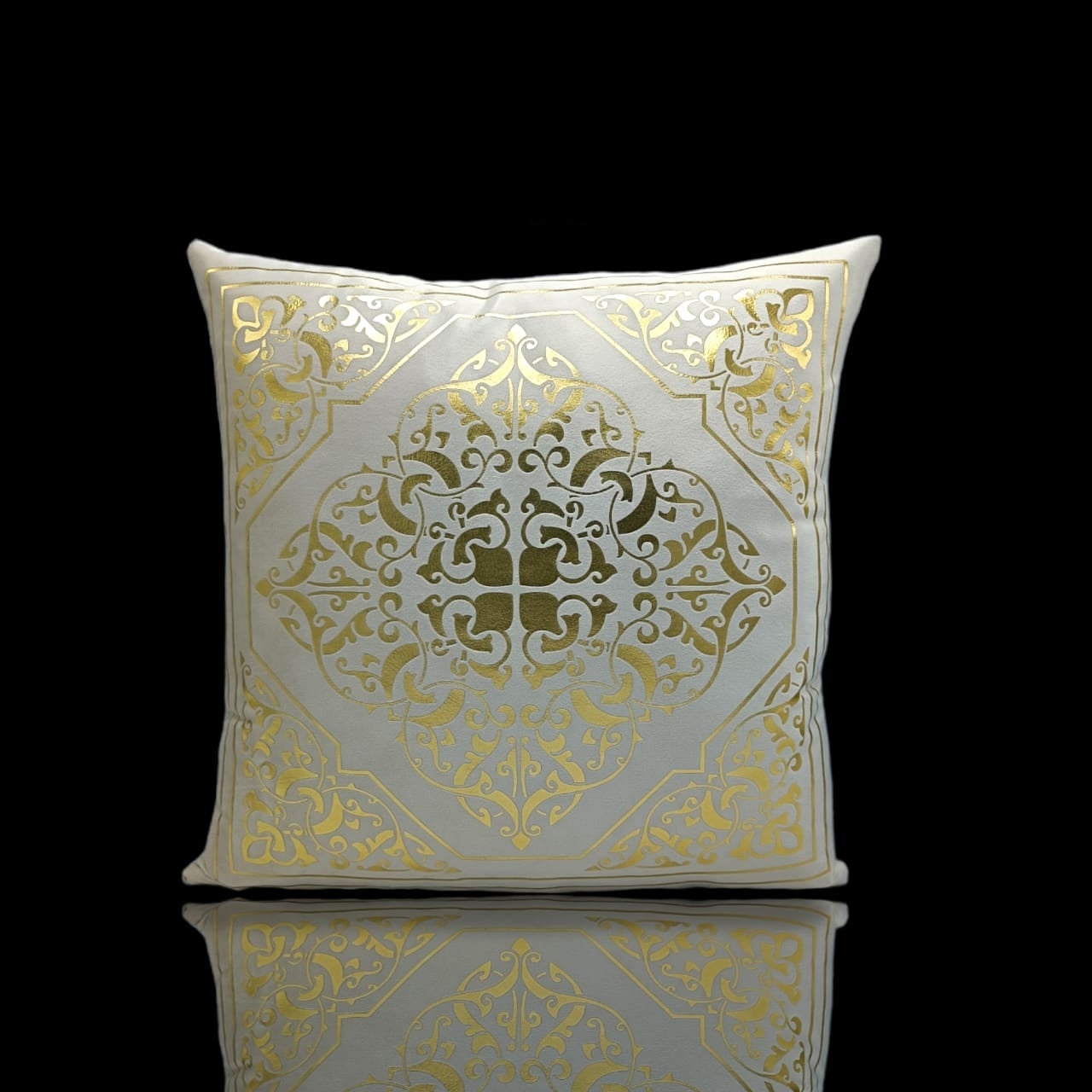 Golden Foil Cushions Covers Off White