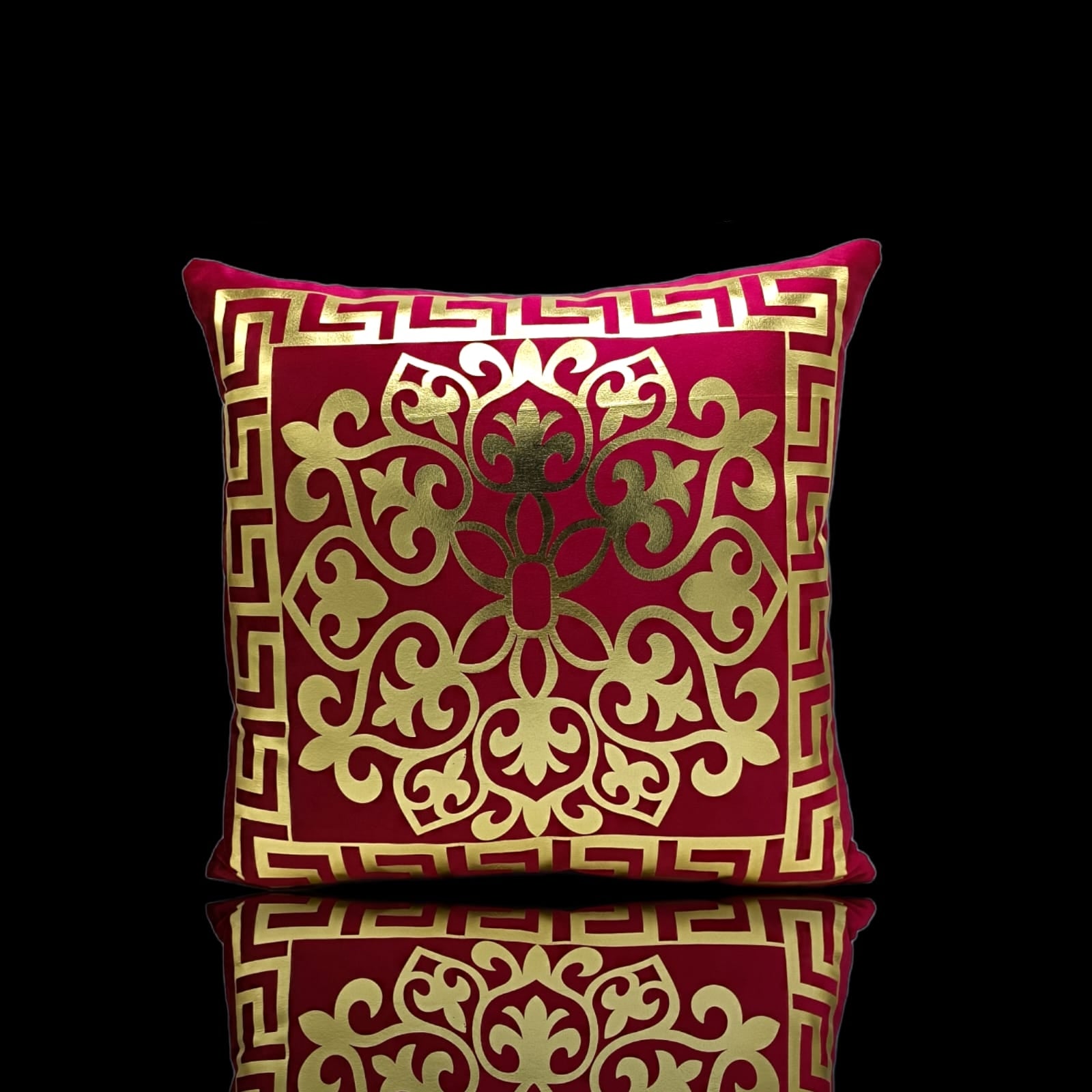 Maroon Golden Foil Cushions Covers