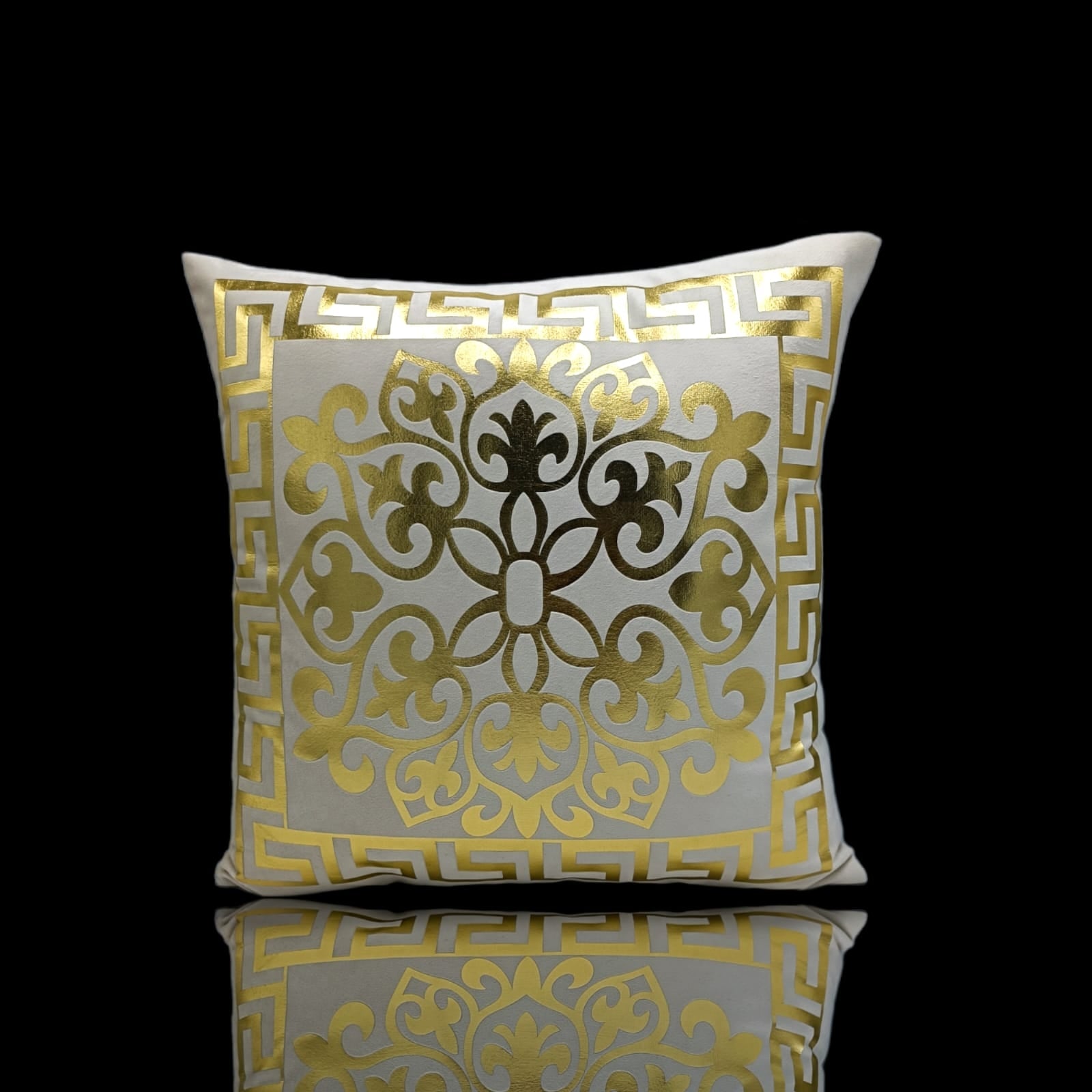 Golden Foil Cushions Covers Off White