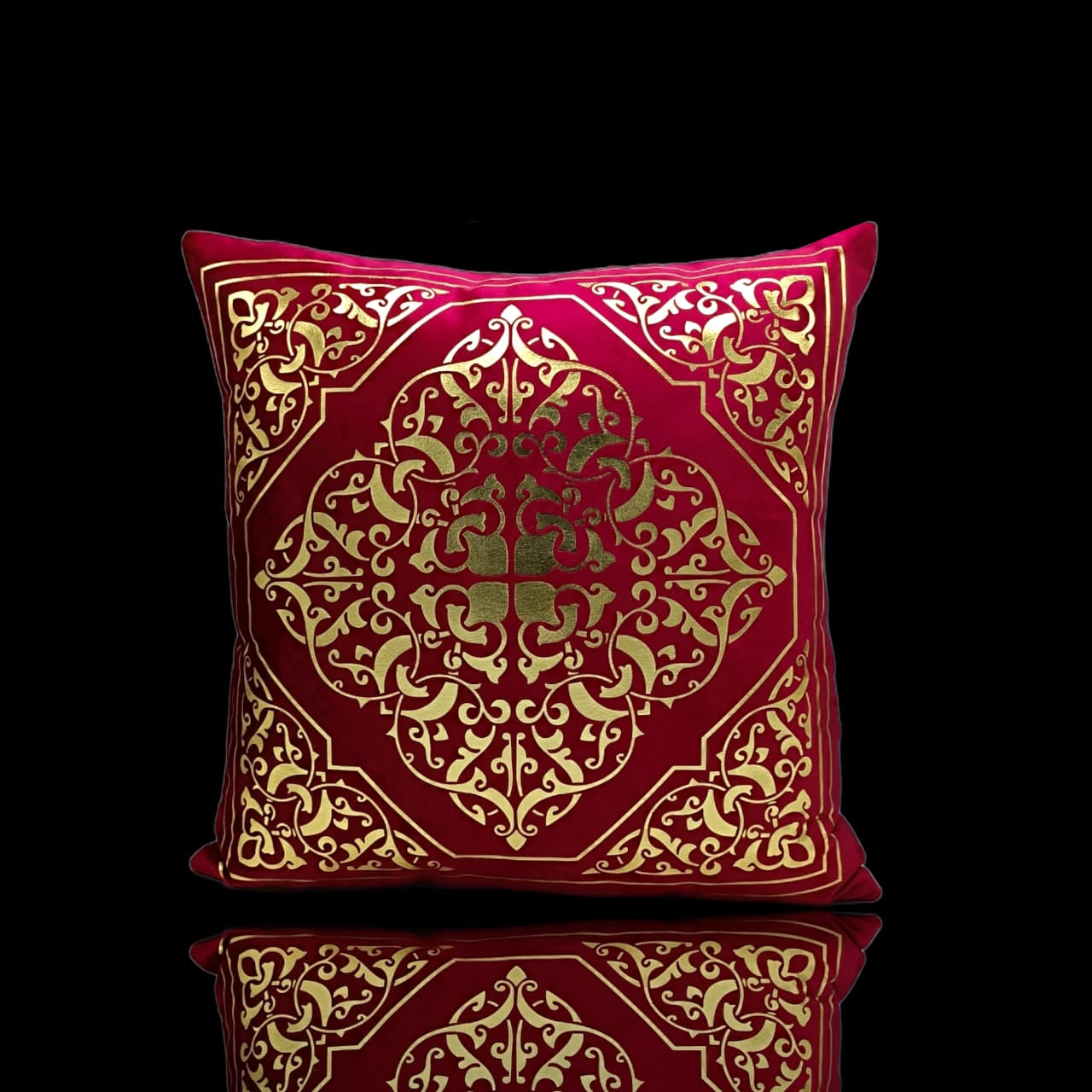 Maroon Golden Foil Cushions Covers