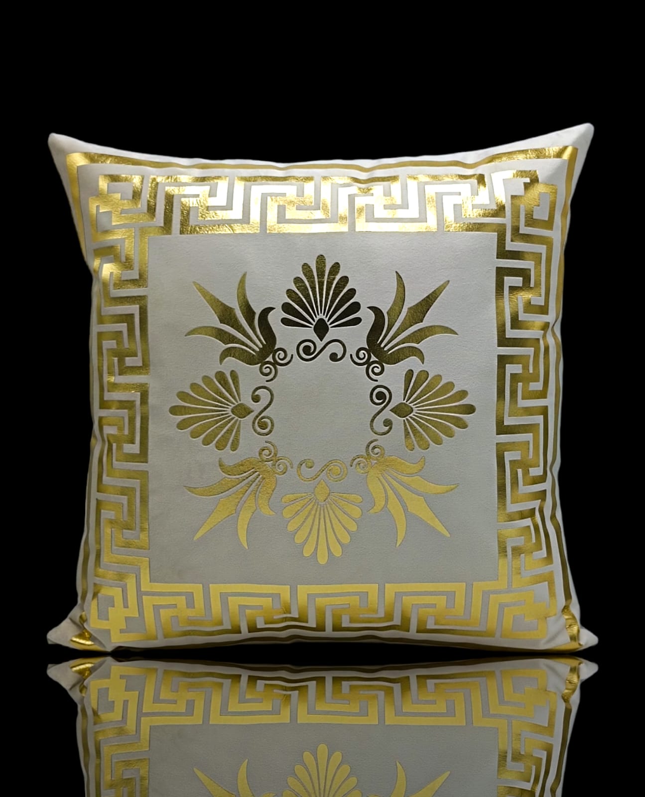 Golden Foil Cushions Covers Off White