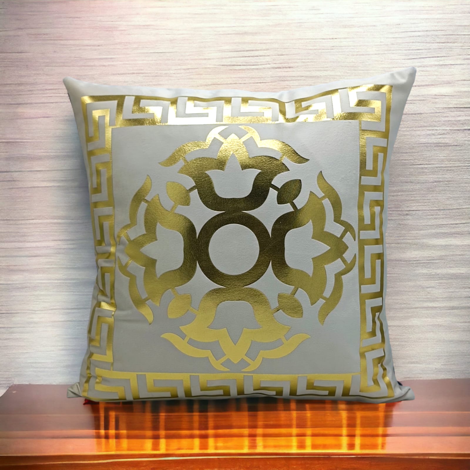 Golden Foil Cushions Covers Off White