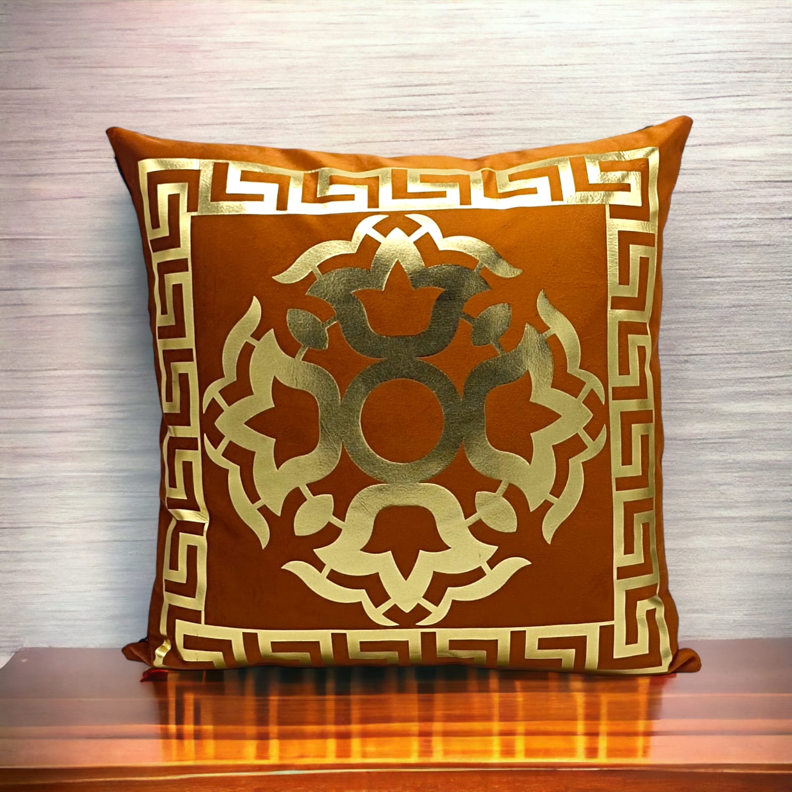 Golden Foil Cushions Covers Copper Brown