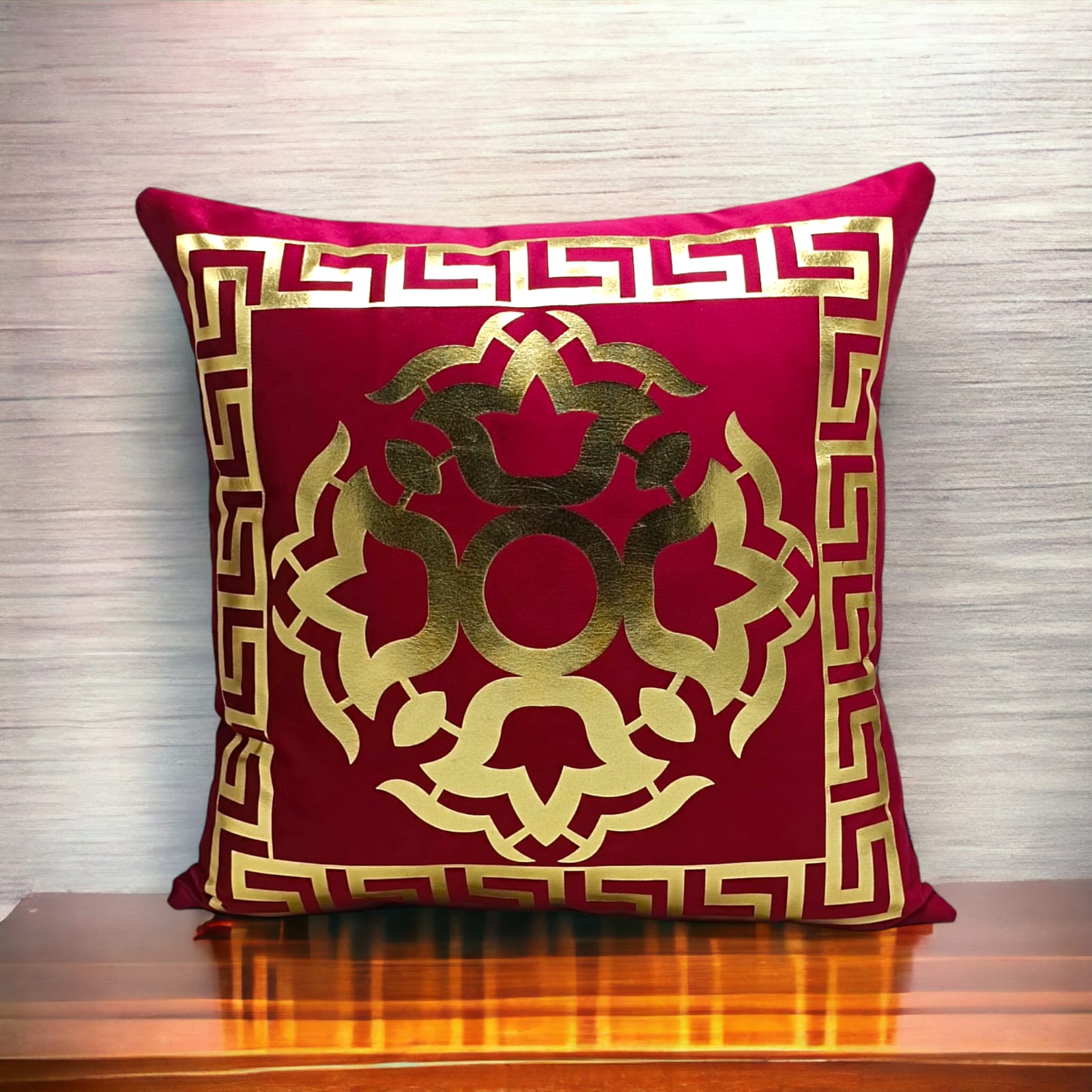 Maroon Golden Foil Cushions Covers