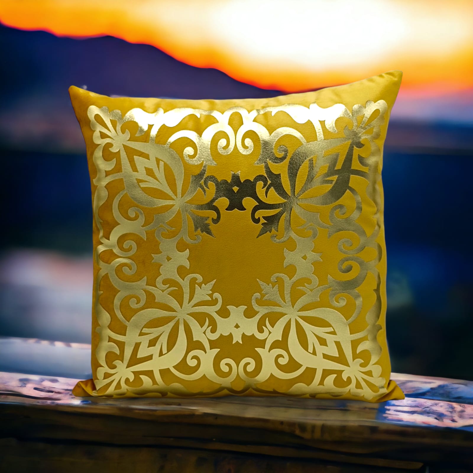 Mustard Golden Foil Cushions Covers