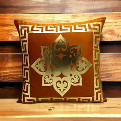 Golden Foil Cushions Covers Copper Brown