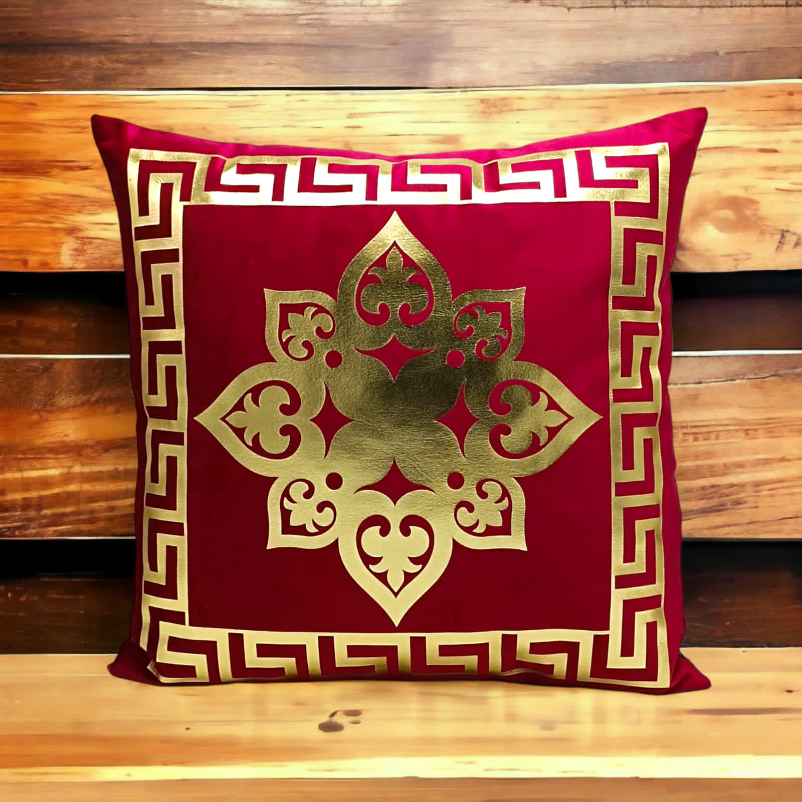 Maroon Golden Foil Cushions Covers