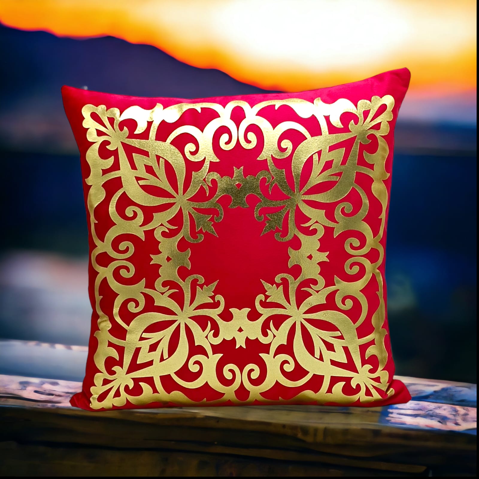 Red Golden Foil Cushions Covers