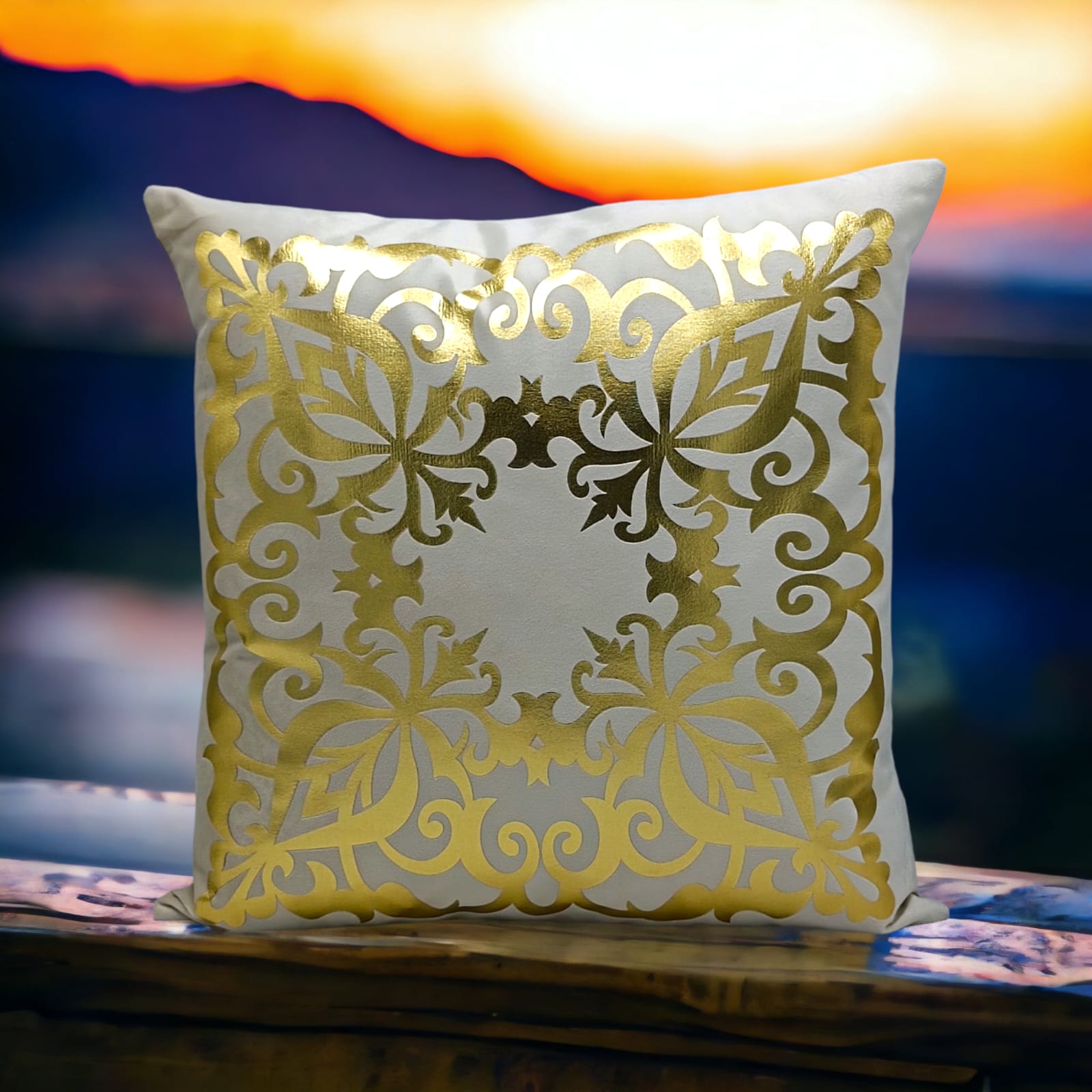 Golden Foil Cushions Covers Off White