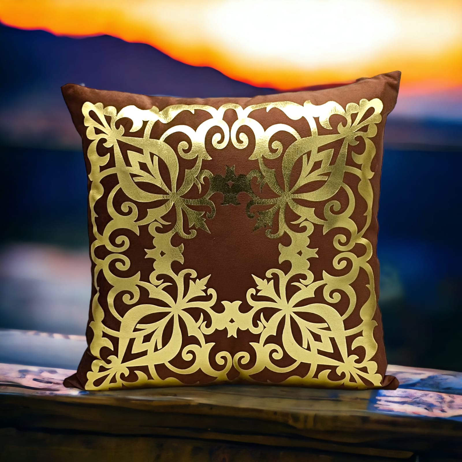 Polish Brown Golden Foil Cushions Covers