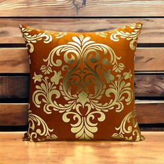 Golden Foil Cushions Covers Copper Brown
