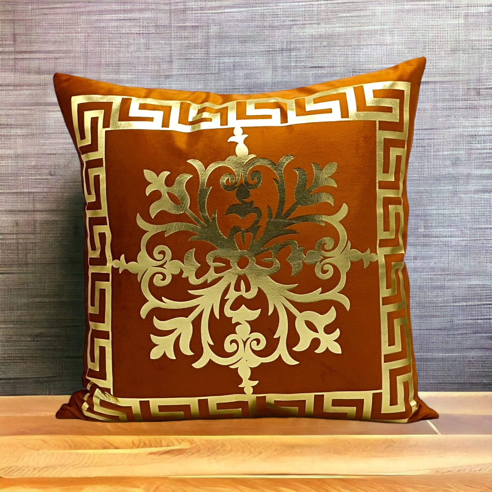 Golden Foil Cushions Covers Copper Brown