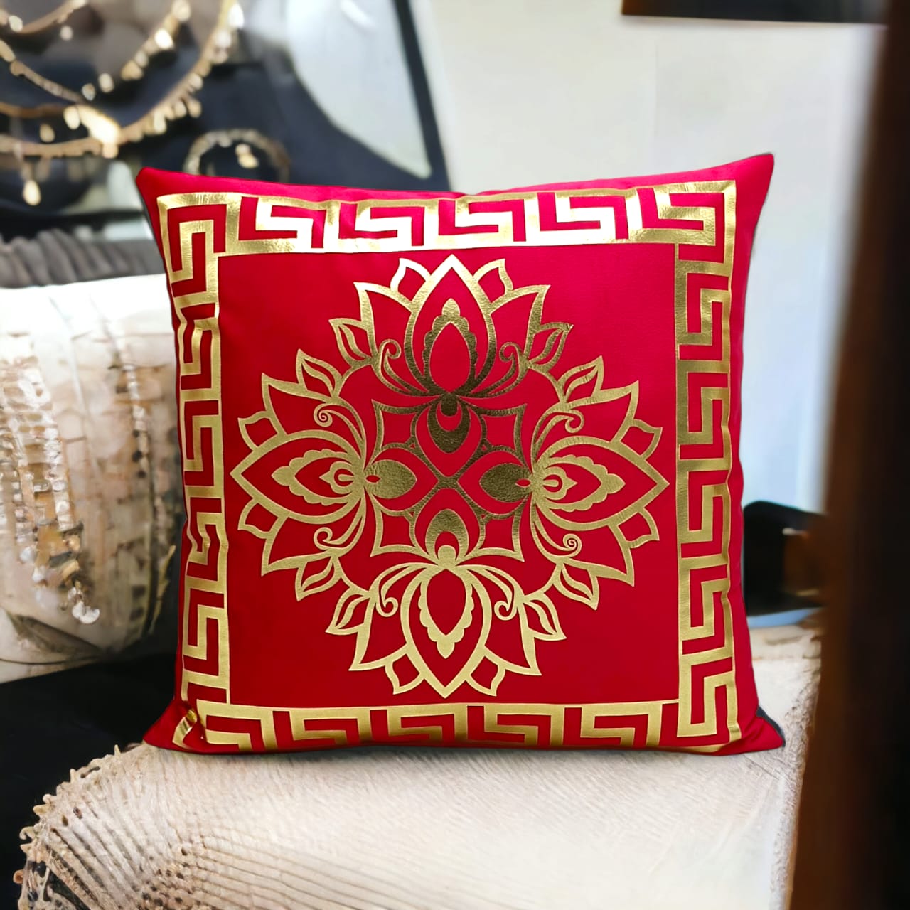 Red Golden Foil Cushions Covers