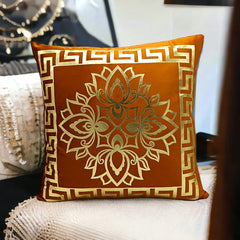 Golden Foil Cushions Covers Copper Brown
