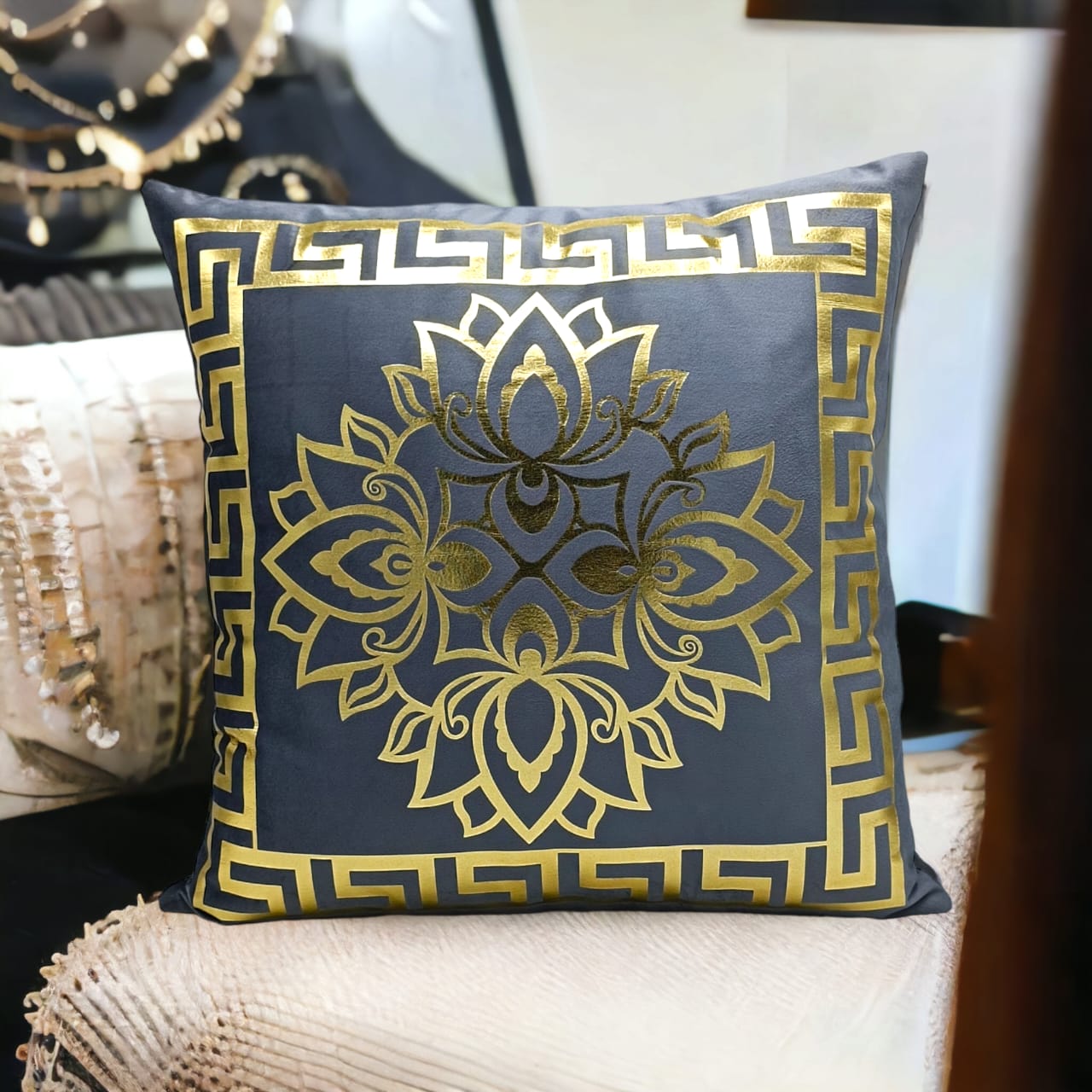 Grey Golden Foil Cushions Covers