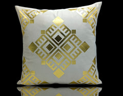 Golden Foil Cushions Covers Off White