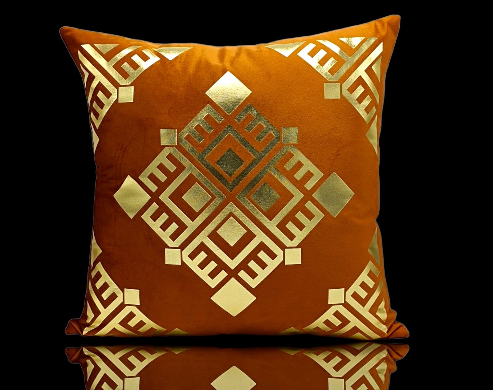 Golden Foil Cushions Covers Copper Brown