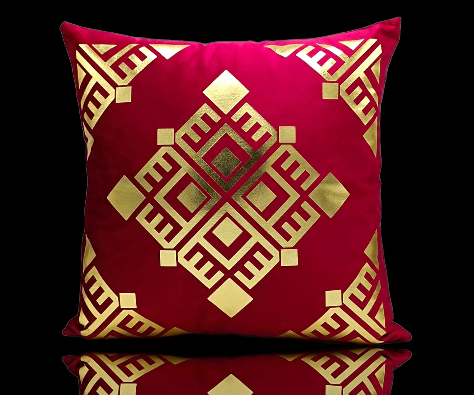 Maroon Golden Foil Cushions Covers
