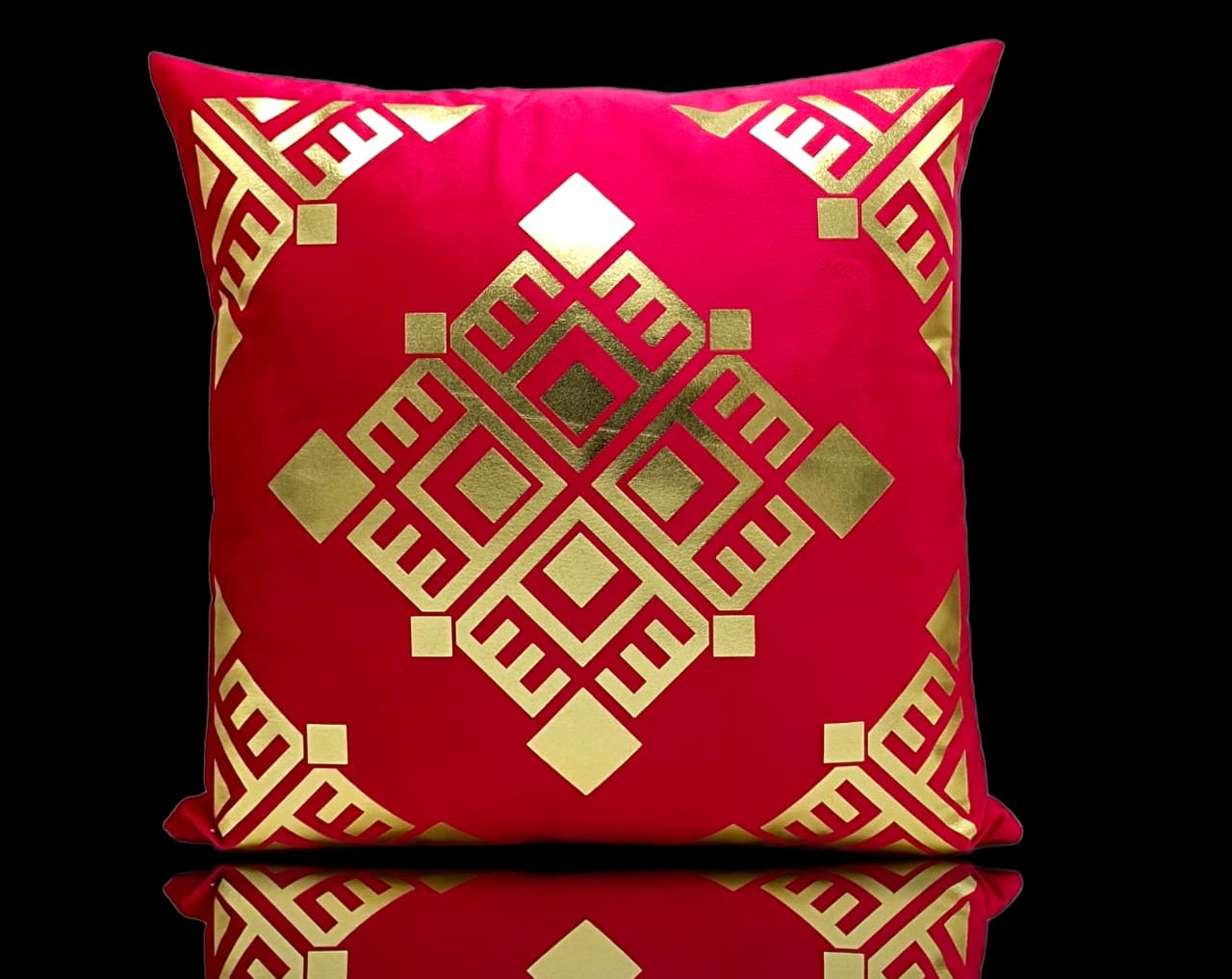 Red Golden Foil Cushions Covers
