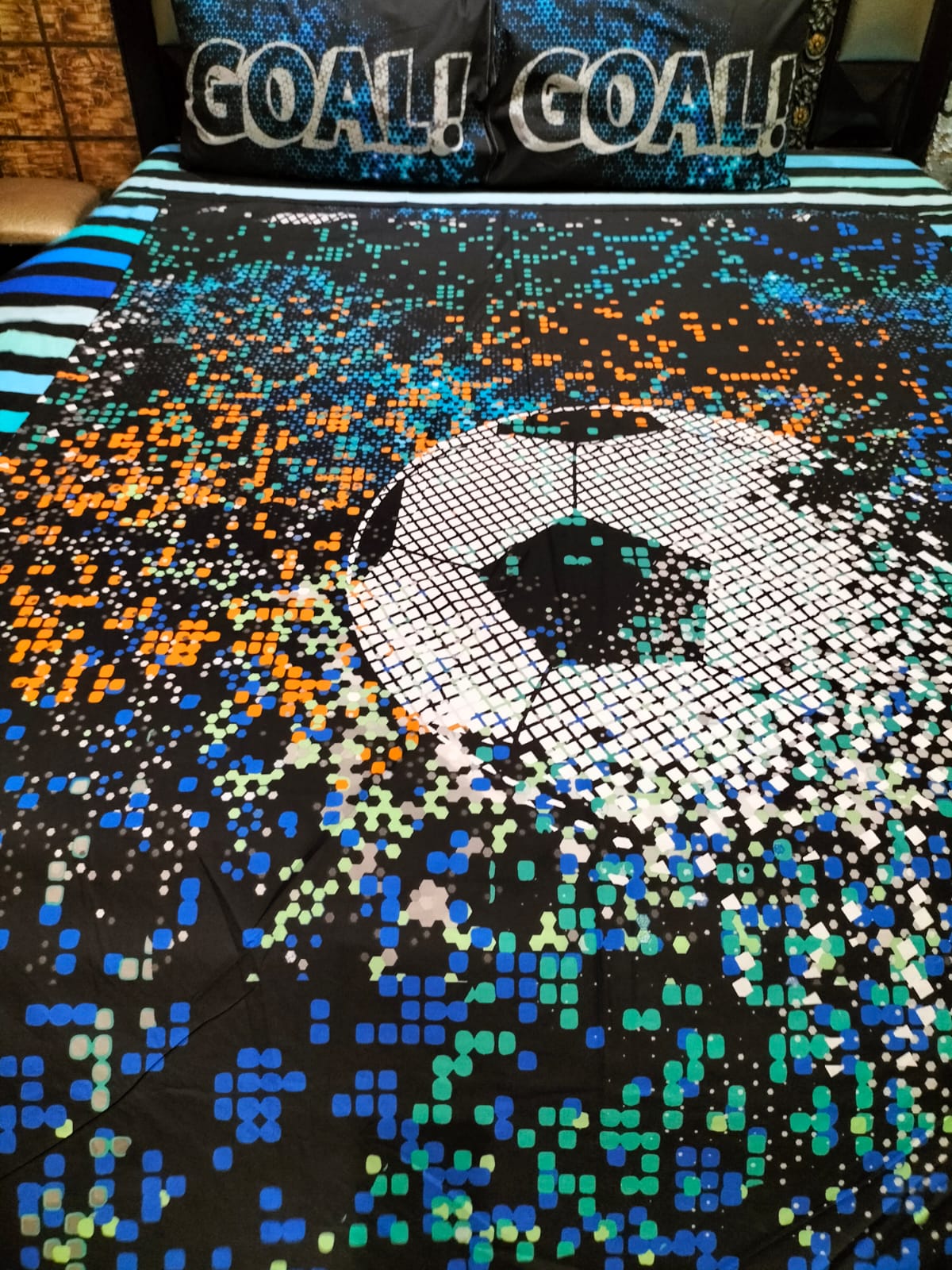 Black Pixel Football Kids Bed Sheet ds # 106 (Copy)