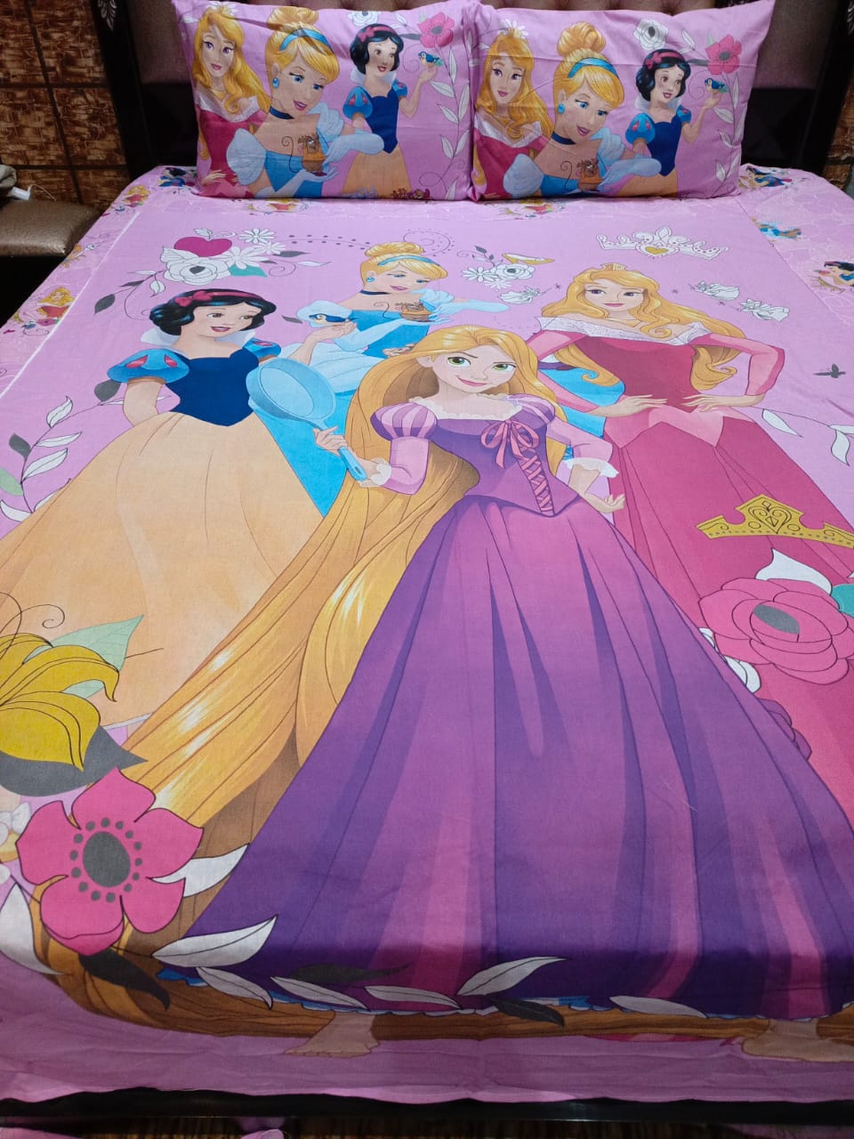 Princess Cartoon Double Bed Sheet DS # 156