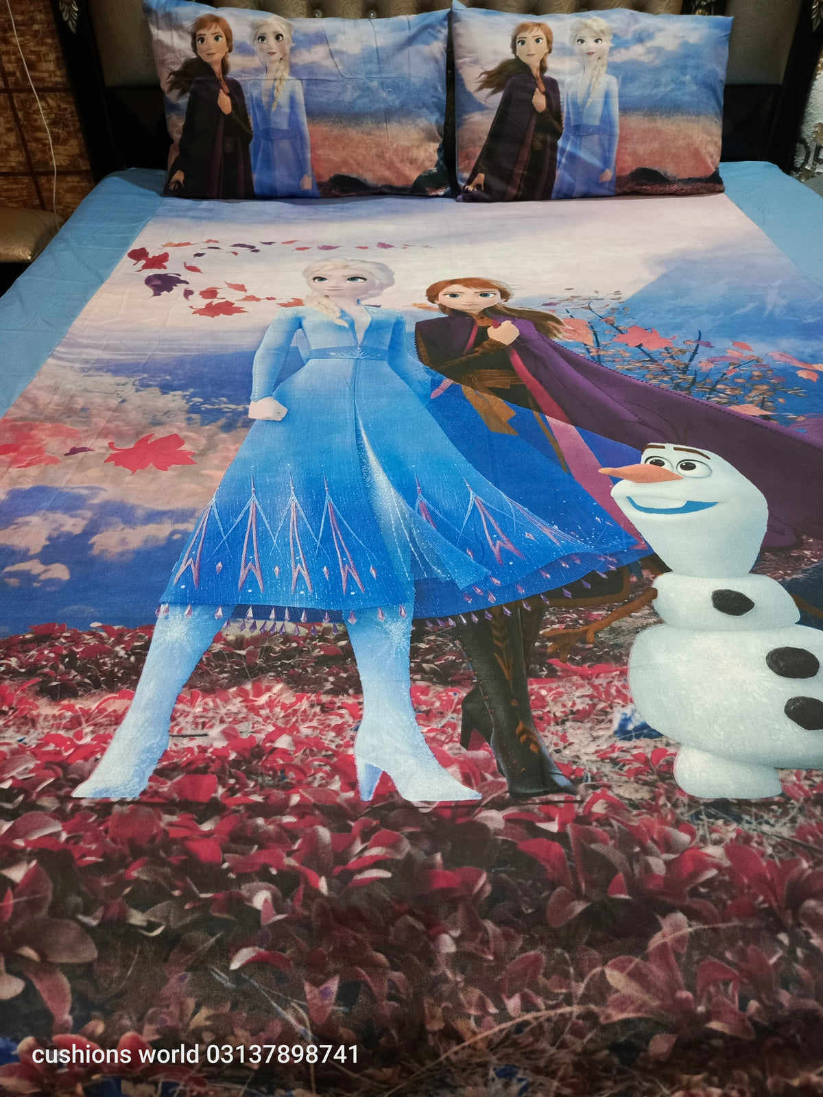 Frozen Blue Theme Double Bedsheet