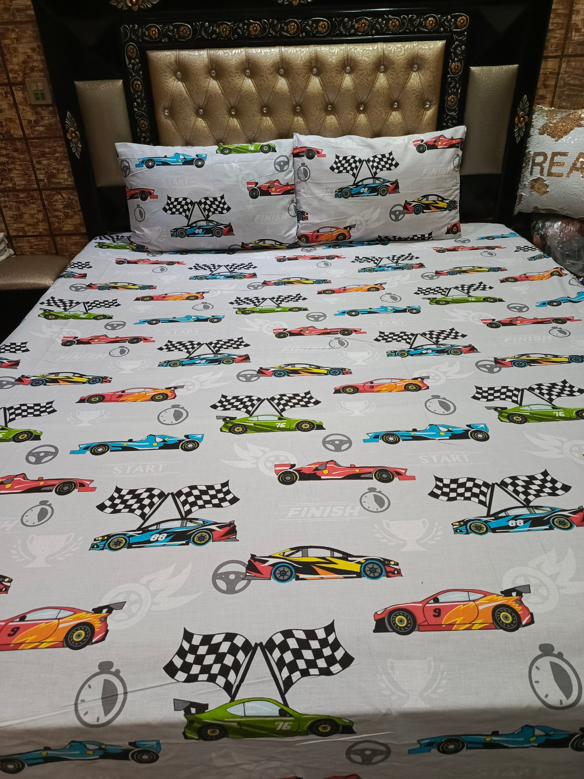 Formula Racing Cars Double Bedsheet
