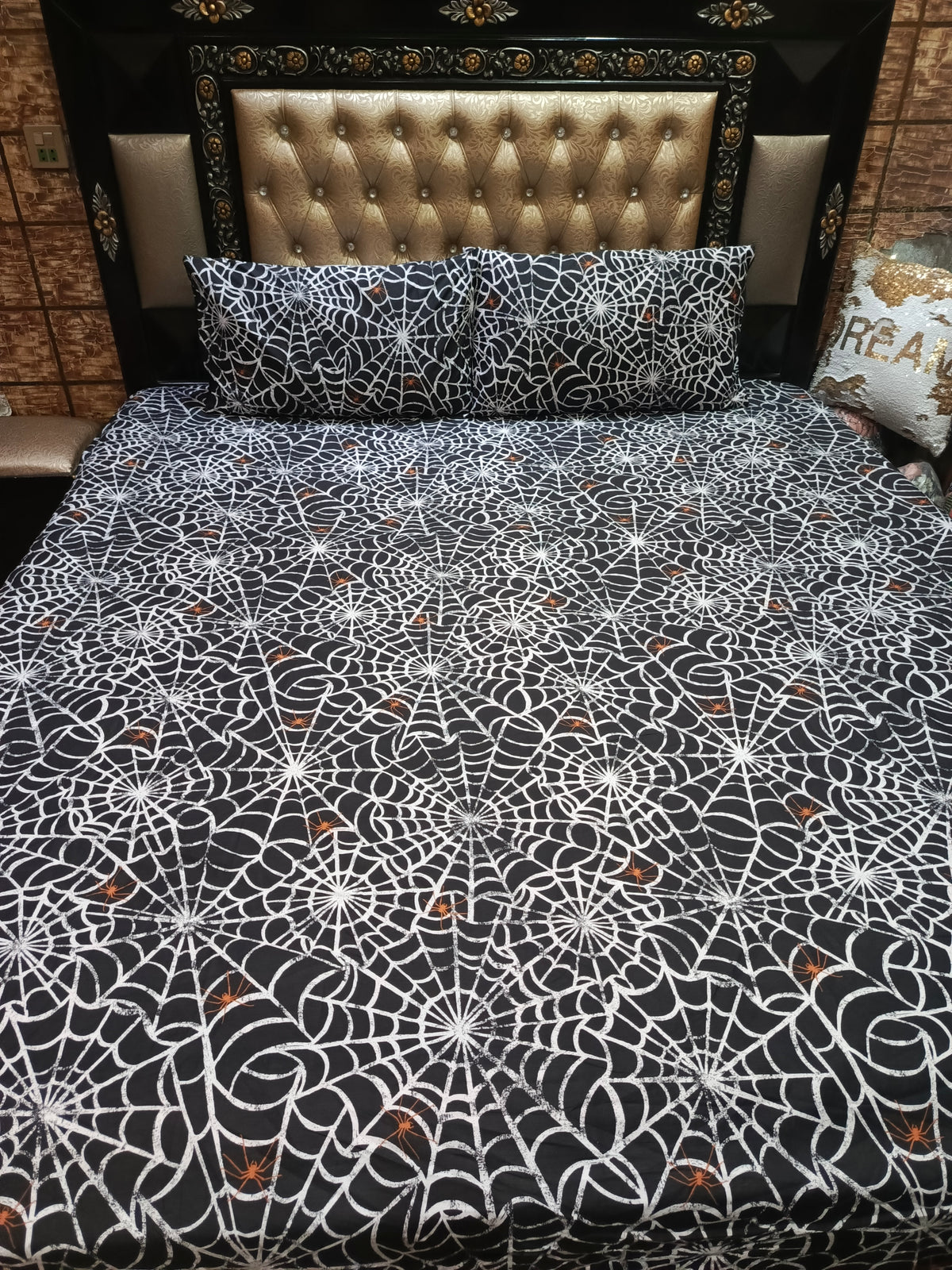 🕷 Spider Black Double Bedsheet
