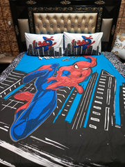 Spiderman Black Building Cotton Bedsheets
