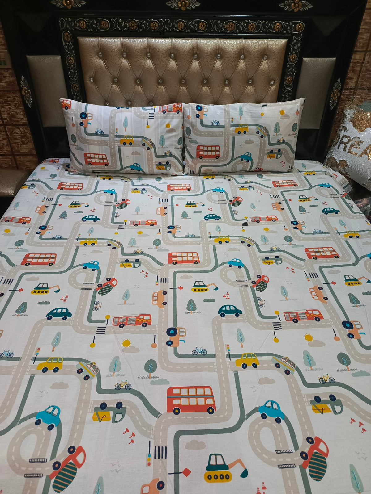 Traffic Roads Double Bedsheet